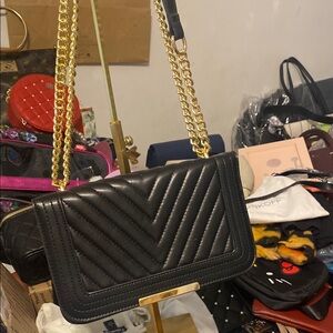 Lola Mae Black Quilted Chain Shoulder Bag